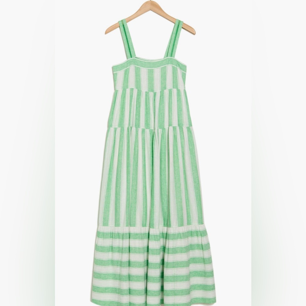 NWT Simkhai Green and White Striped Maxi Dress - Picture 3 of 3